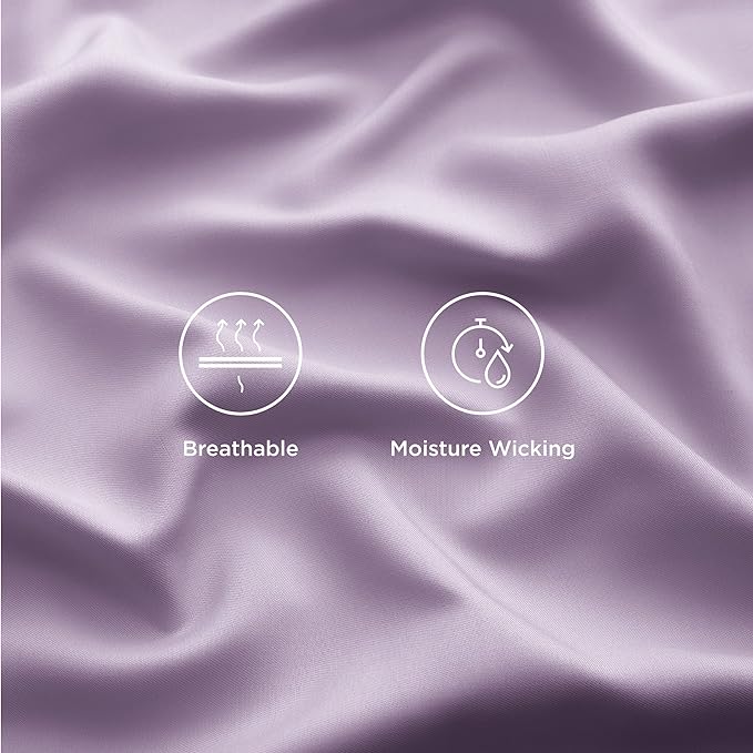 Bedsure California King Sheet Sets, Cooling Sheets, Rayon Derived from Bamboo, Deep Pocket Up to 16", Breathable & Soft Bed Sheets, Hotel Luxury Silky Bedding Sheets & Pillowcases, Lilac - LeafyLoom