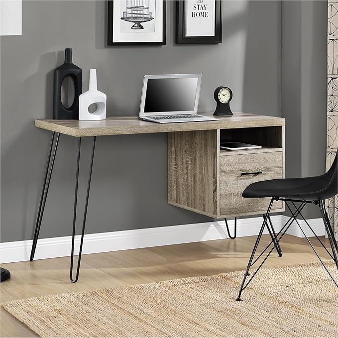 Ameriwood Home Landon Desk, Weathered Oak - LeafyLoom