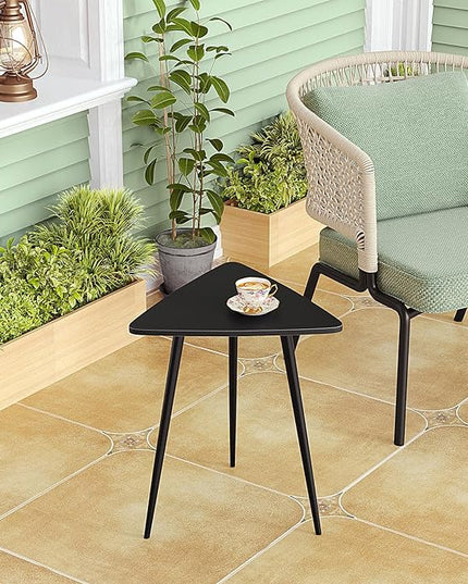 SAYGOER Black End Table for Small Places Triangle Side Table Modern Sofa Table for Living Room Bedroom Office Small Night Stand Metal Legs Bedside Table Classic Black Home Decor, Easy Assembly - LeafyLoom