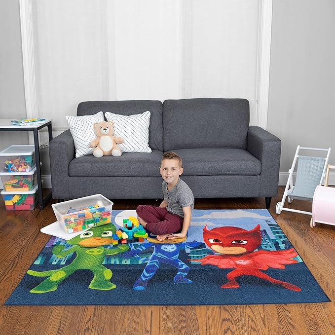 Franco Kids Room Non Slip Area Rug, 69 in x 52 in, PJ Masks - LeafyLoom