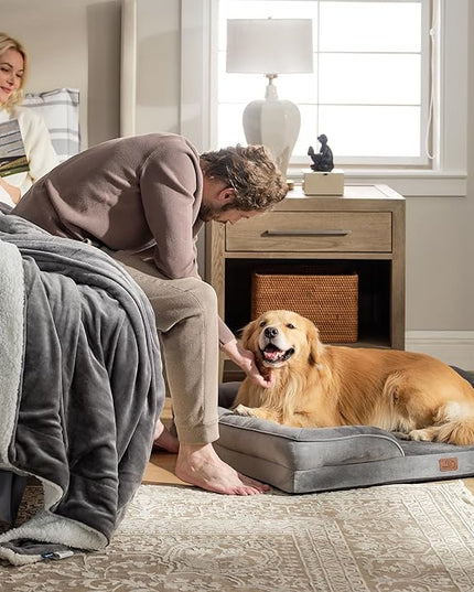 Bedsure Orthopedic Dog Bed for Extra Large Dogs - XL Washable Dog Sofa Beds Large, Supportive Foam Pet Couch Bed with Removable Washable Cover, Waterproof Lining and Nonskid Bottom, Grey BEDSURE