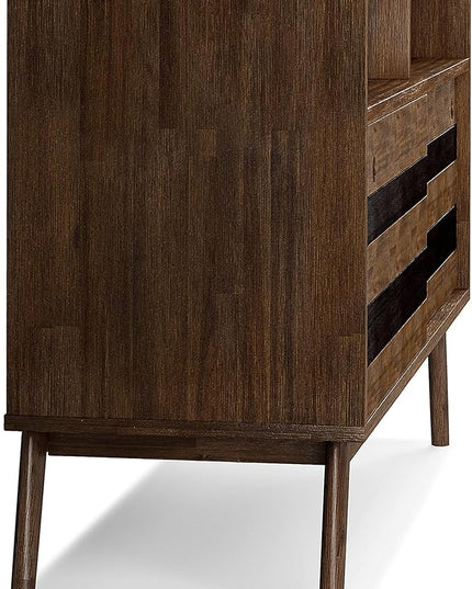 SIMPLIHOME Clarkson SOLID ACACIA WOOD 54 Inch Wide Mid Century Design TV Media Stand in Rustic Natural Aged Brown for TVs up to 60 Inches, For the Living Room and Entertainment Center - LeafyLoom