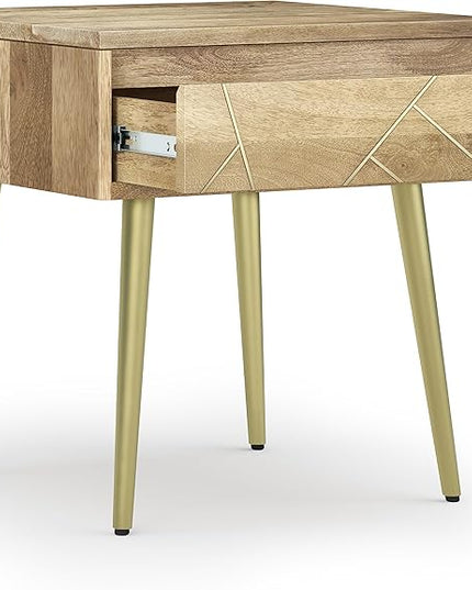 SIMPLIHOME Jager Contemporay Mid Century 22 Inch Wide Metal Side Table in Natural, for The Living Room and Bedroom - LeafyLoom