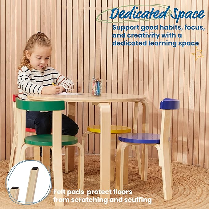 ECR4Kids ECRKids Seating, 5-Piece Table and Chairs Set, Assorted - LeafyLoom