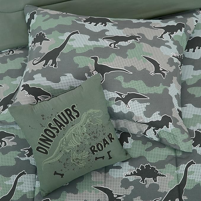 KALEIDOSPACE Kids Comforter Set Twin Size for Boys, Glow in The Dark Dinosaur Bedding Set Twin-1 Twin Comforter, 1 Decor Pillow, 1 Pillow Sham - LeafyLoom