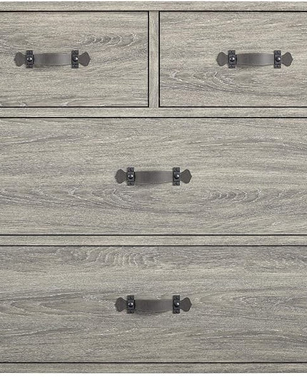Little Seeds Nova 4 Drawer Storage Grey Dresser, Gray Oak - LeafyLoom