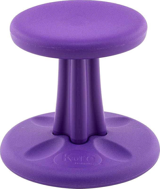 Kore Kids Preschool Wobble Chair - Flexible Seating Stool for Classroom, Preschool, Kindergarten & Elementary School - Age 4-5 yrs, Purple (12in) - LeafyLoom