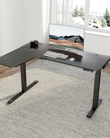 EUREKA ERGONOMIC Standing Desk L Shaped, 60 Inch Gaming Desk Electric Height Adjustable Dual Motor Rising Sit Stand Up Corner Desk for Computer Home Office, Smart Memory Preset Mousepad, Large, Left - LeafyLoom