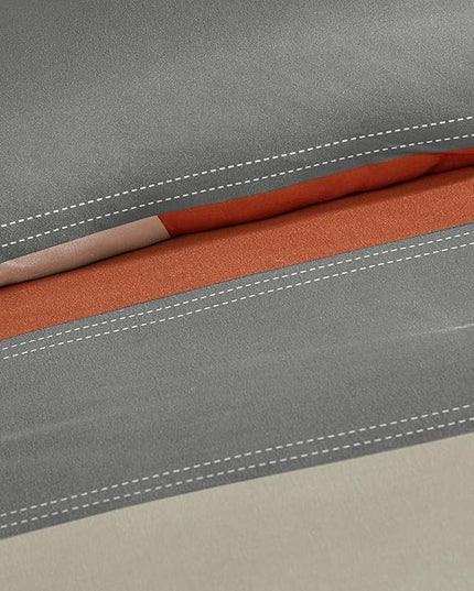 Comfort Spaces Casual Comforter Set Sporty Design, Vibrant Color, Active Lifestyle Boys Bedroom Décor, All Season Soft Microfiber Bedding Set, Decorative Pillow, Sham Grey/Orange Queen 4 Piece - LeafyLoom