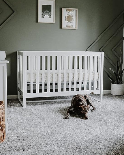 Arlo 5-in-1 Convertible Crib in White, JPMA Certified, 3 Mattress Height Settings, Non-Toxic Finish, Made of Sustainable and Sturdy Pinewood - LeafyLoom