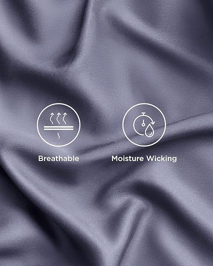 Bedsure Twin Sheets Set, Cooling Sheets Twin Size Bed Set, Rayon Derived from Bamboo, Twin Size Sheets, Breathable & Soft Bed Sheets, Hotel Luxury Silky Bedding Sheets & Pillowcases, Dark Grey - LeafyLoom