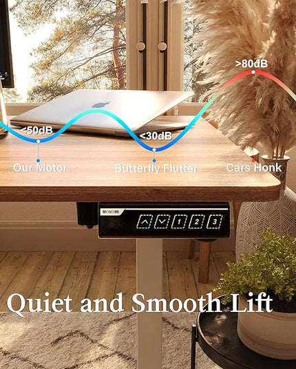Monomi Electric Standing Desk, 55 x 24 inches Height Adjustable Desk, Ergonomic Home Office Sit Stand Up Desk with Memory Preset Controller (Natural Top/White Frame) - LeafyLoom