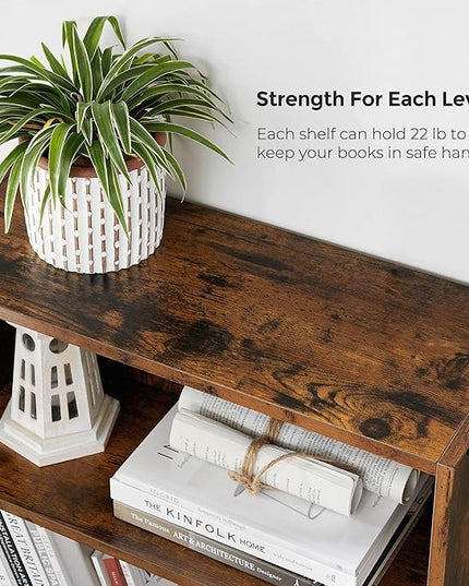 VASAGLE Bookshelf, 23.6 Inches Wide, 4-Tier Open Bookcase with Adjustable Storage Shelves, Floor Standing Unit, Rustic Brown ULBC164X01 - LeafyLoom