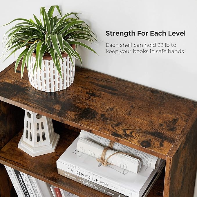 VASAGLE Bookshelf, 23.6 Inches Wide, 4-Tier Open Bookcase with Adjustable Storage Shelves, Floor Standing Unit, Rustic Brown ULBC164X01 - LeafyLoom