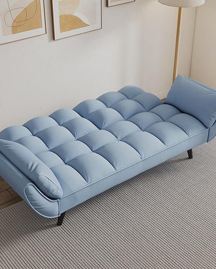 NicBex Sectional Couch Sofa with Folding Function Velvet Sofa Bed Cloud Couch for Living Room Furniture Sets with Adjustable Back, Modular Sofa for Living Room, Bedroom, Apartment,57" L, Navy Blue - LeafyLoom