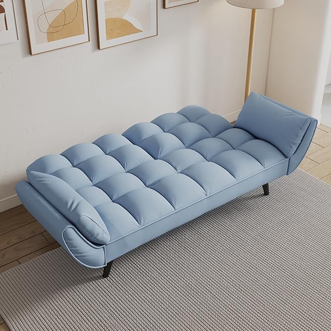 NicBex Sectional Couch Sofa with Folding Function Velvet Sofa Bed Cloud Couch for Living Room Furniture Sets with Adjustable Back, Modular Sofa for Living Room, Bedroom, Apartment,57" L, Navy Blue - LeafyLoom