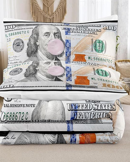 Tailor Shop Money Comforter Sets Twin Size Money Bedding Sets for Boys Kids Teens Money 100 Dollar Bill Comforter Sets Quilt Set All Season with 1 Comforter 1 Pillowcases…… - LeafyLoom