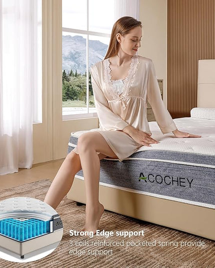 12 Inch Queen Mattress Memory Foam and Spring Hybrid Mattresses,Medium Firm Feel Grey Queen Mattress in a Box,Quality Comfort and Adaptive Support Breathable Cooling Mattresses,CertiPUR-US. - LeafyLoom
