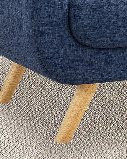 ROSEVERA Elena Contemporary Accent Armchair with Linen Upholstery Living Room Furniture, Navy - LeafyLoom