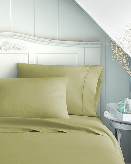 ienjoy Home 3 Piece Double Brushed Microfiber Bed Sheet Set, Sage, Twin XL - LeafyLoom