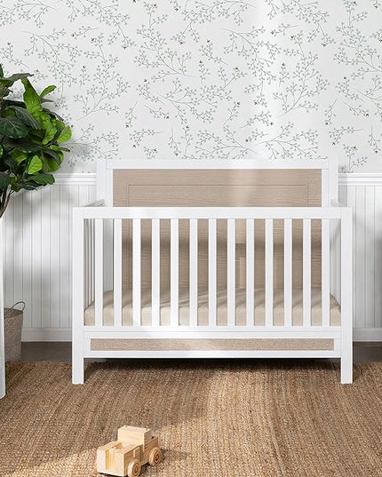 Carter's by DaVinci Radley 4-in-1 Convertible Crib in White & Coastwood, Greenguard Gold Certified - LeafyLoom