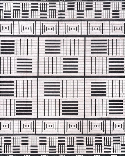 nuLOOM Evia Tribal Stripes Machine Washable Ultra Thin Area Rug, 8' x 10', Charcoal - LeafyLoom