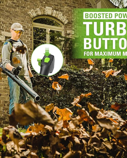 Greenworks 80V (180 MPH / 610 CFM / 75+ Compatible Tools) Cordless Brushless Backpack Blower, 5.0Ah Battery and Rapid Charger Included - LeafyLoom
