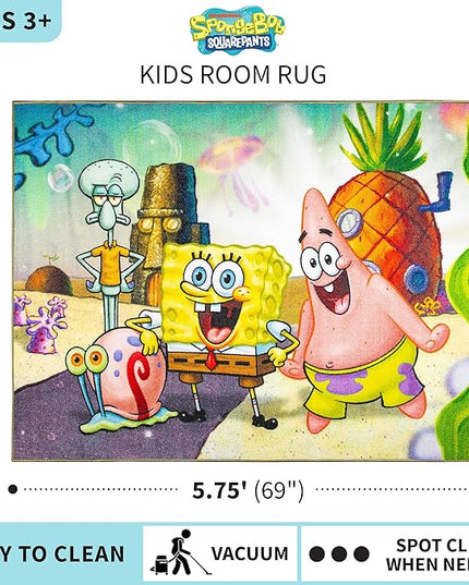 Franco Kids Room Non Slip Area Rug, 69 in x 52 in, Spongebob Squarepants - LeafyLoom