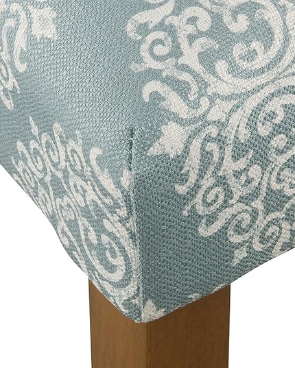 HomePop Parsons Classic Upholstered Accent Dining Chair,Set of 2, Blue and Cream Medallion - LeafyLoom