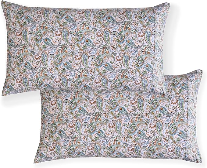 Elegant Comfort Softest and Coziest 6-Piece Sheet Set - 1500 Premium Hotel Quality Microfiber - Deep Pocket, Wrinkle Resistant 6-Piece Paisley Pattern Bed Sheet Set, Queen, Paisley Teal - LeafyLoom