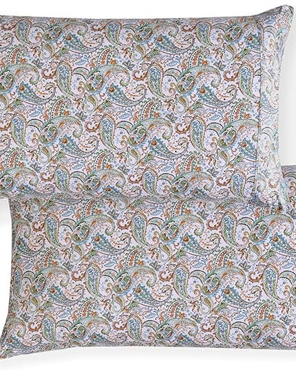 Elegant Comfort Softest and Coziest 6-Piece Sheet Set - 1500 Premium Hotel Quality Microfiber - Deep Pocket, Wrinkle Resistant 6-Piece Paisley Pattern Bed Sheet Set, King, Paisley Teal - LeafyLoom