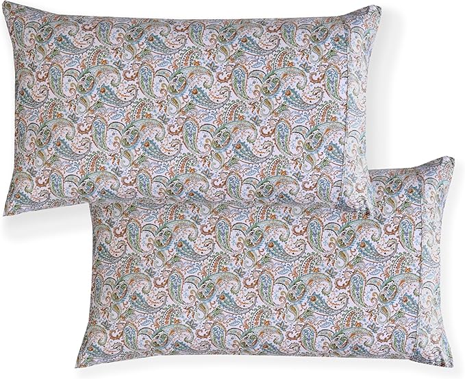 Elegant Comfort Softest and Coziest 6-Piece Sheet Set - 1500 Premium Hotel Quality Microfiber - Deep Pocket, Wrinkle Resistant 6-Piece Paisley Pattern Bed Sheet Set, King, Paisley Teal - LeafyLoom