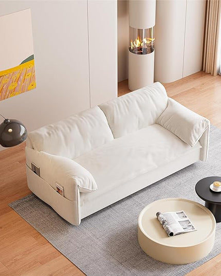 Oversized 3 in 1 Loveseat Sleeper Sofa Bed,Queen Size Love Seats W/Pull Out Couch and Padded Armrests Convertible Spacious Sofabed with Side Storage Pocket for Home Office Apartment Living Room - LeafyLoom