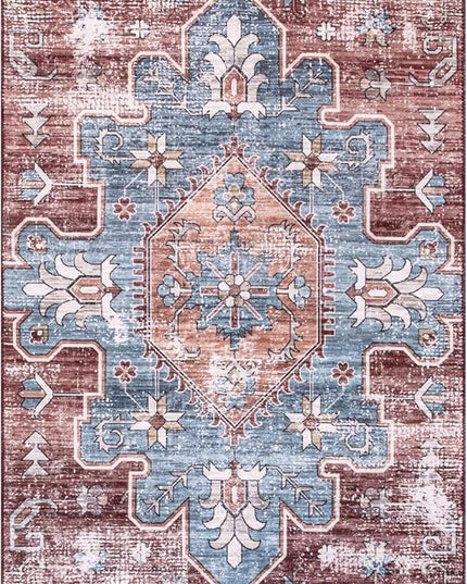 nuLOOM Zena Medallion Machine Washable Ultra Thin Runner Rug, 2' 6" x 12', Rust - LeafyLoom