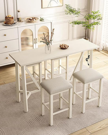 NicBex Dining Table Set for 4 Table and Chairs Modern 5-Piece Dining Table Set Bar Kitchen Table Set with Upholstered Stools for Small Space, Breakfast Nook, Easy Assemble, Beige - LeafyLoom