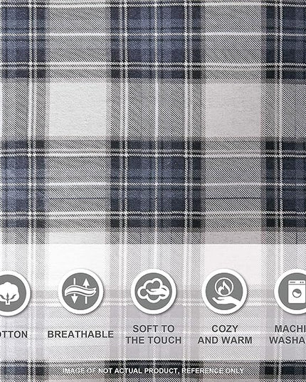 Comfort Spaces Cotton Flannel Breathable Warm Deep Pocket Sheets With Pillow Case Bedding, Twin, Scottish Plaid Blue, 3 Piece - LeafyLoom
