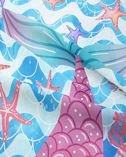 NINENINE Mermaid Tail Bedding Sets for Teens Girls, Princess Comforter Set, Blue Glitter Bedding Sets for Teens Girls,Sea Animal Kids Fish Scales Comforter Sets with 1 Comforter 2Pillowcases - LeafyLoom