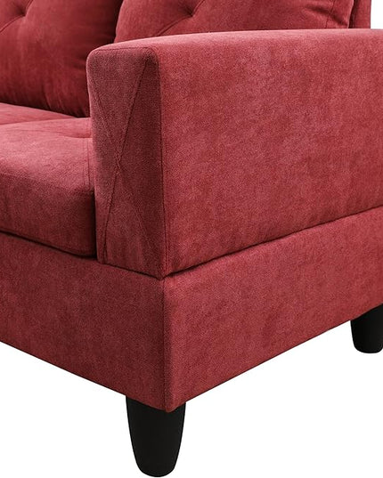 L-Shaped Sectional Couches with 66.5'' Chaise Lounge & Storage Ottoman Modular Room Sofas for Home Office Apartment, Large Living Furniture, 97'' Left Hand Facing, Red Flannelette - LeafyLoom