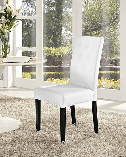 Modway Confer Modern Tufted Faux Leather Upholstered Parsons Kitchen and Dining Room Chair in White - LeafyLoom