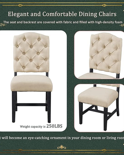 5 Piece Functional Furniture Retro Style Set with Extendable Table and 4 Upholstered Chairs for Dining, Living Room, Espresso+Light Beige - LeafyLoom