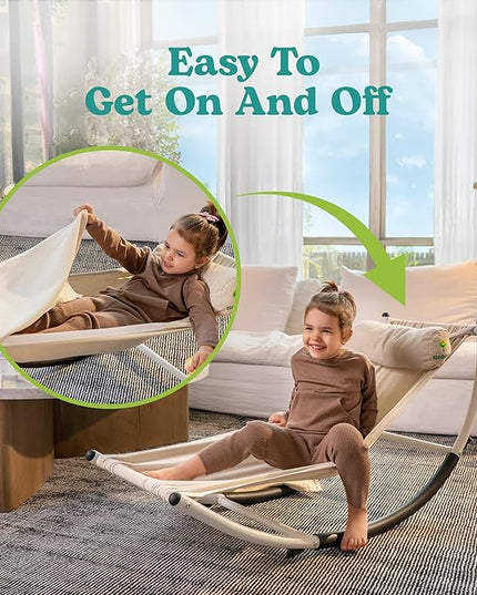 Kids Rocking Chair - Kids Recliner Chairs for Toddlers, Kids Chairs Comfy Toddlers Lounge Chair - Adjustable Pillow and Blanket for Sensory Comfort Included - LeafyLoom