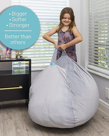 EMMandSOPHIE Stuffed Animal Storage Bean Bag Chair-Kids Bean Bag Chairs-Bean Bag Chair Kids-Beanbag Chairs for Kids and Teens-Stuffed Animal Holder-Stuffed Animal Bean Bag Storag - LeafyLoom