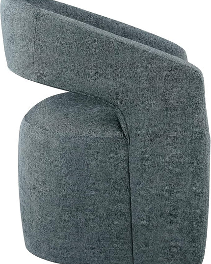 Dining Chairs with Casters Upholstered Modern Armchair with Rollers for Diningroom Bedroom Livingroom Reading Room, 32.25''H, Blue - LeafyLoom