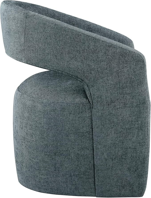 Dining Chairs with Casters Upholstered Modern Armchair with Rollers for Diningroom Bedroom Livingroom Reading Room, 32.25''H, Blue - LeafyLoom