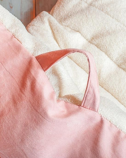 Big Joe Roma Bean Bag Chair, Oat Sherpa and Desert Rose, Vegan Suede, 3 feet - LeafyLoom