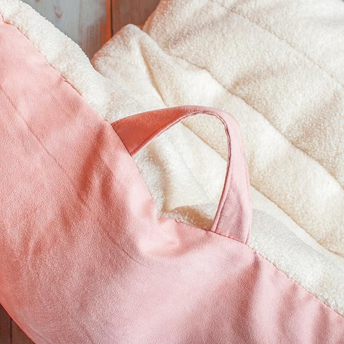 Big Joe Roma Bean Bag Chair, Oat Sherpa and Desert Rose, Vegan Suede, 3 feet - LeafyLoom