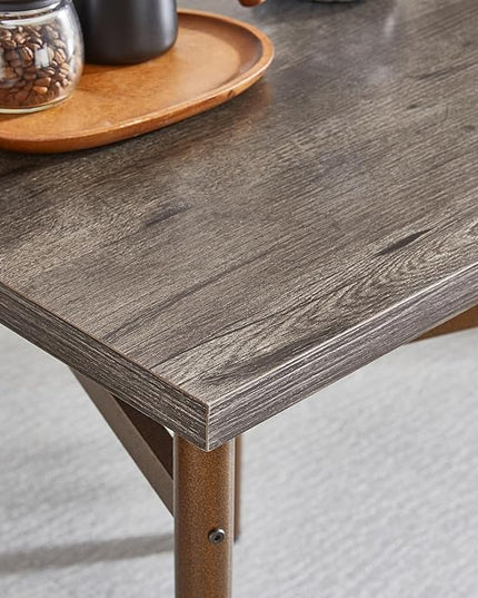 NicBex Small Dining Table for 2 Kitchen Table and Chairs Dining Set for 2, Square Wooden Dining Table with 4 Legs and 2 Metal Chair for Home Office, Kitchen, Dining Room, Antique Brown - LeafyLoom