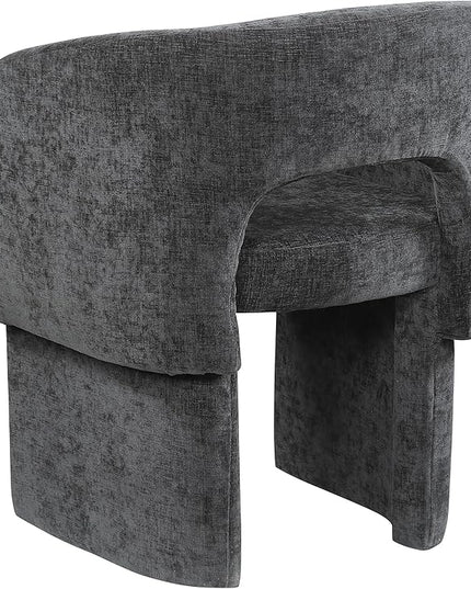 Meridian Furniture Emmet Collection Modern | Contemporary Dining Accent Chair with Rich Fabric, Steel Inner Frame, 26" W x 23.5" D x 30" H, Black - LeafyLoom