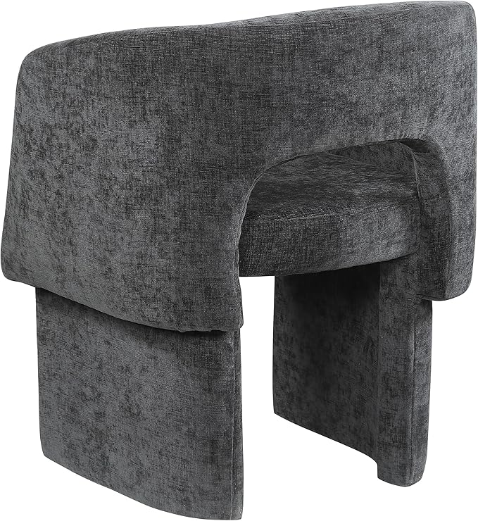 Meridian Furniture Emmet Collection Modern | Contemporary Dining Accent Chair with Rich Fabric, Steel Inner Frame, 26" W x 23.5" D x 30" H, Black - LeafyLoom