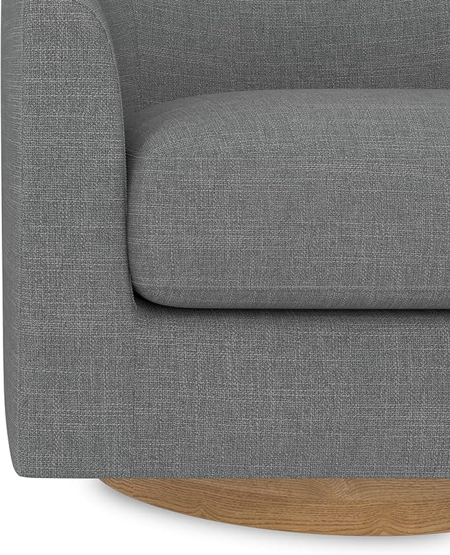 Sunny Heart Swivel Accent Chair, Fabric Swivel Barrel Chair, Swivel Club Chair with Wood Base, Modern Upholstered Armchair, Cozy Chairs for Living Room, Bedroom, Reading - LeafyLoom